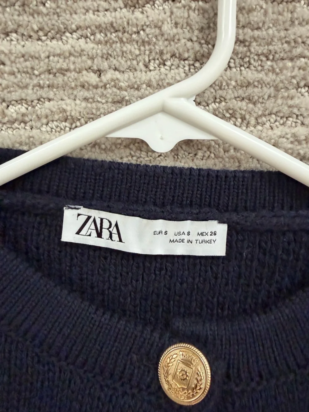 Zara Navy Knit Cardigan with Gold Buttons, NWOT, size small - Picture 2 of 2